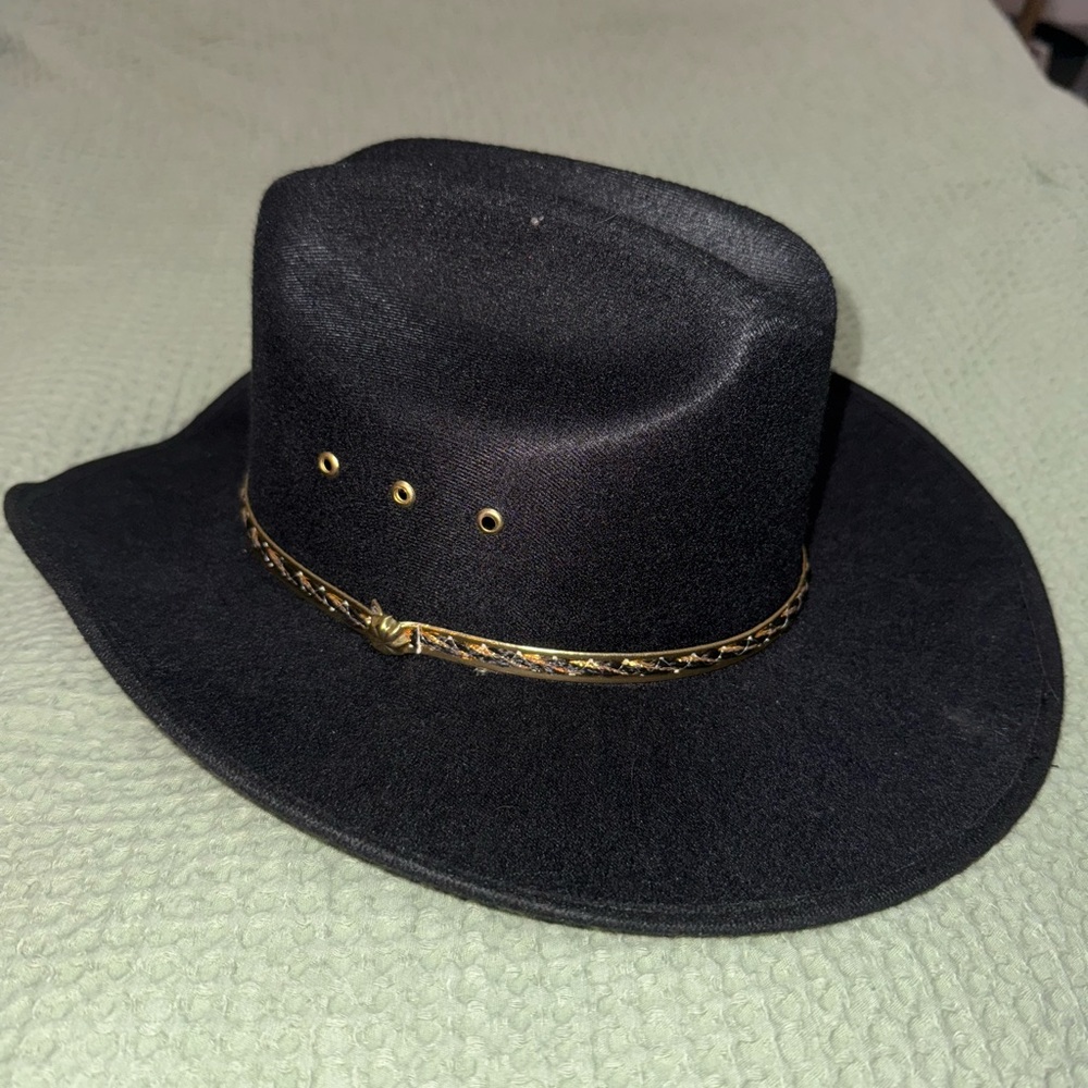 Black Cowboy Hat with Gold Accent
